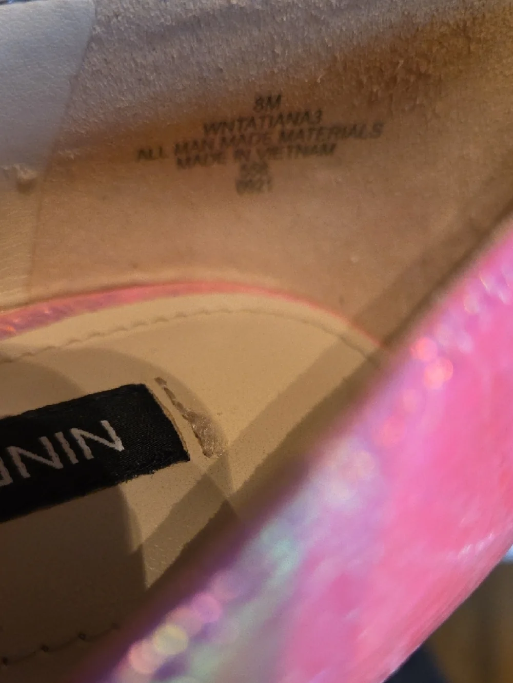Nine West Pink Iridescent Snakeskin Pointed-Toe Heels - Picture 6 of 8